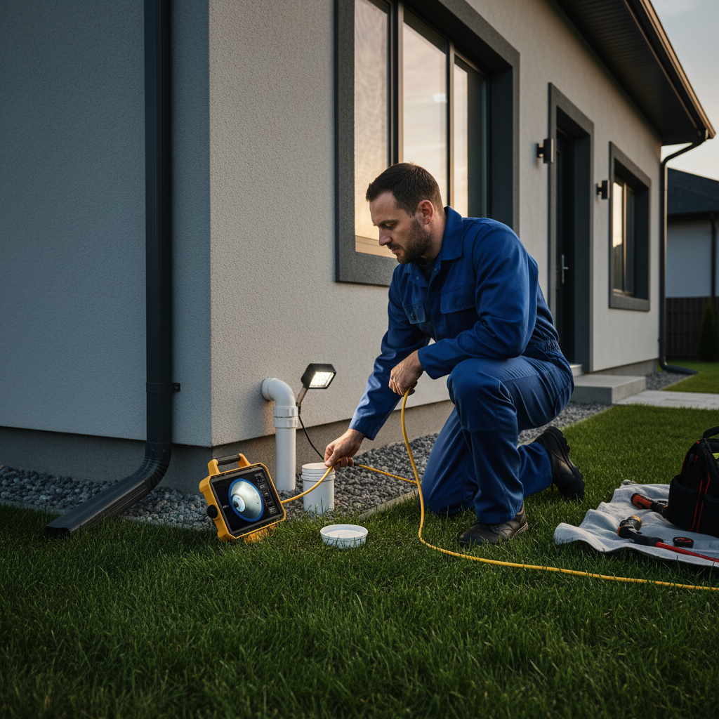 Murgreen Environmental technician performing a sewer camera inspection in a Manteca, California home.