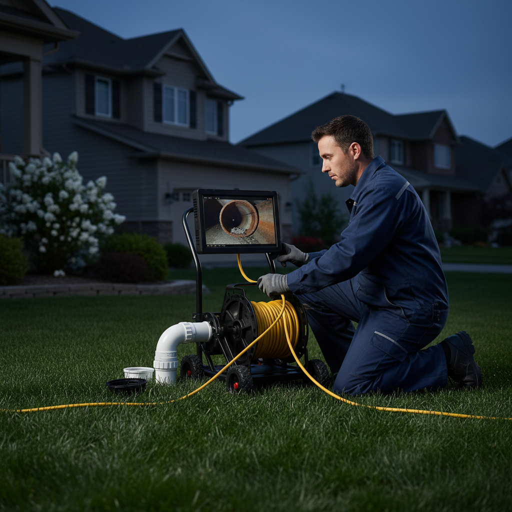 Murgreen Environmental technician performing a sewer camera inspection in a Ceres, California home.