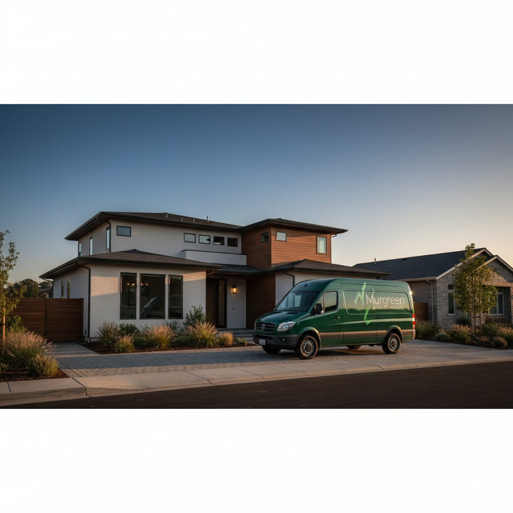 Murgreen Environmental service truck parked on a residential street in Concord, CA for a sewer backup repair job.