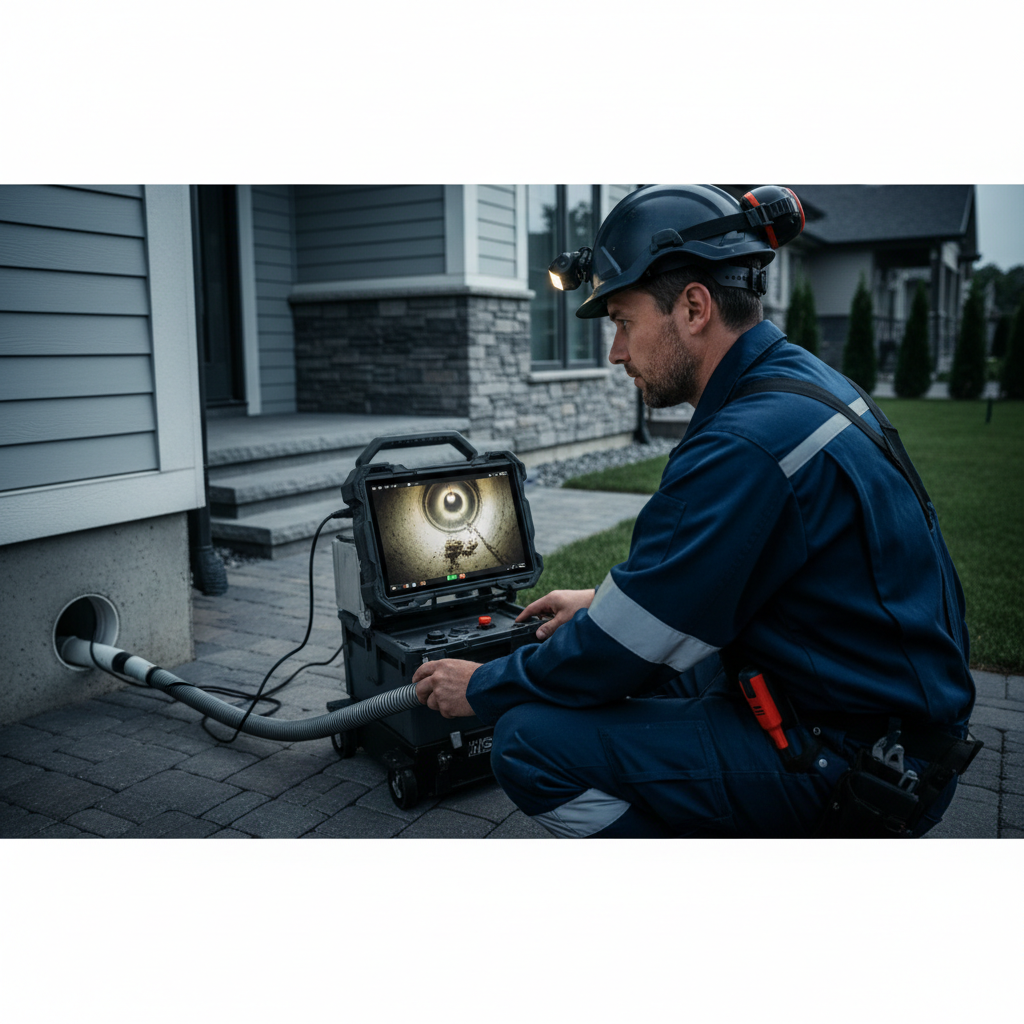 Murgreen Environmental technician performing a sewer camera inspection for a sewer backup repair in a Milpitas, CA home.