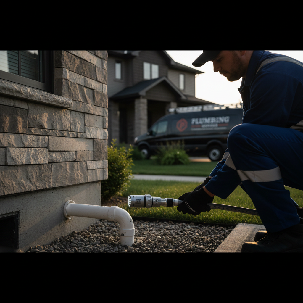 Sewer backup inspection camera being inserted into a residential cleanout pipe in Ripon, CA.