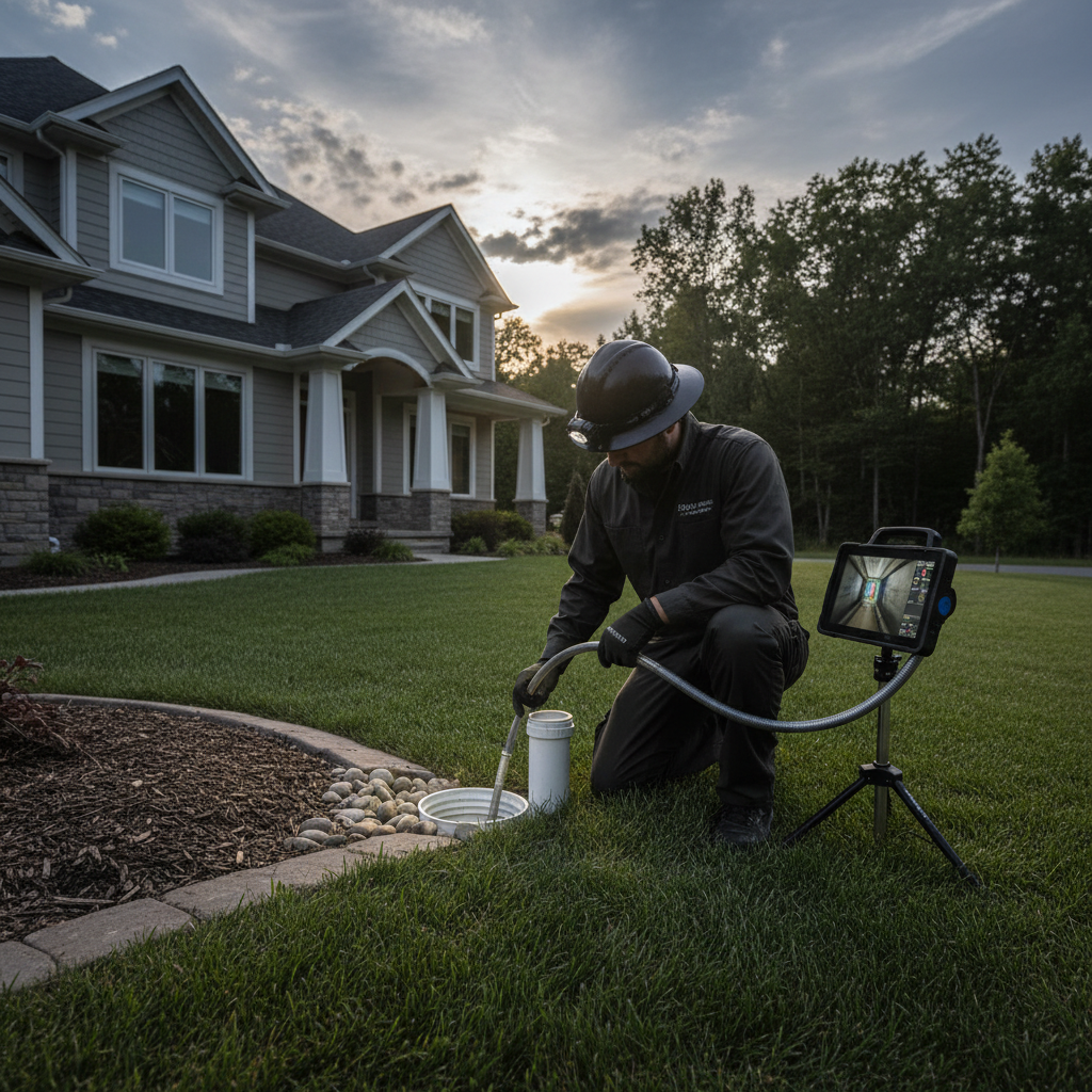 Murgreen Environmental technician performing a sewer camera inspection in a Turlock, California home.