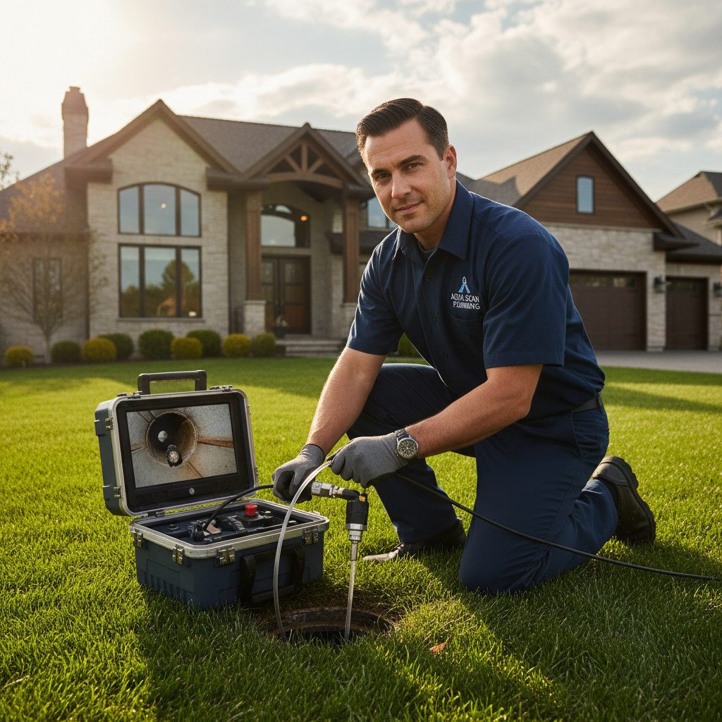 A professional Murgreen technician inspecting a residential pipe system in Hillsborough, CA.